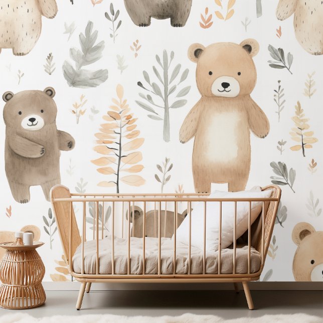 Charming Woodland Baby Bear Watercolor Wallpaper (Creator Uploaded)