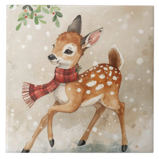 Charming Woodland Fawn Ceramic Tile