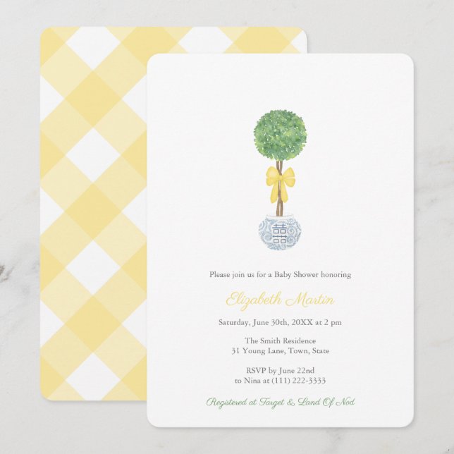 Charming Yellow and Green Hamptons Baby Shower Invitation (Front/Back)
