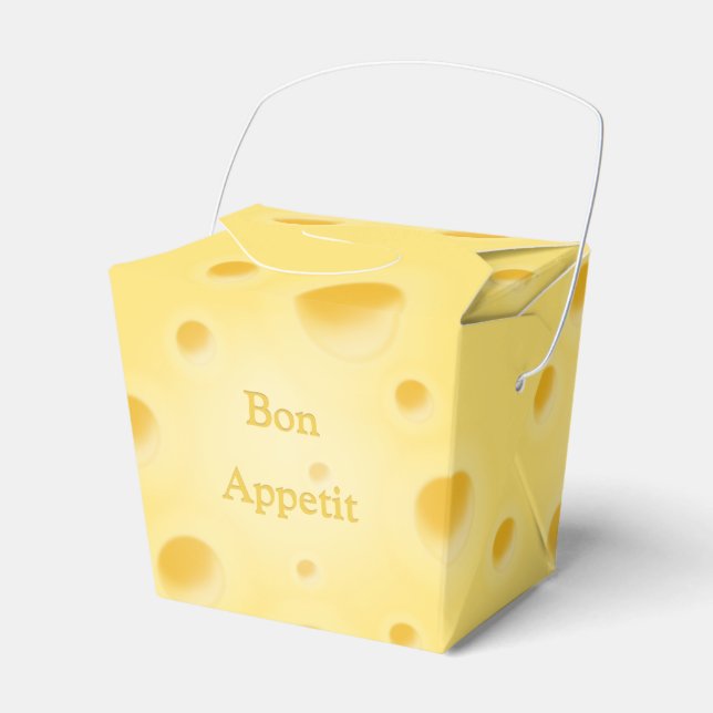 Charming Yellow Cheese With Holes Personalized Favor Boxes (Front Side)