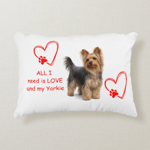 Charming Yorkie Photorealistic Dog Pillow