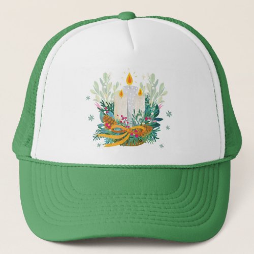 Charming Yuletide Wishes and Joyous New Beginnings Trucker Hat