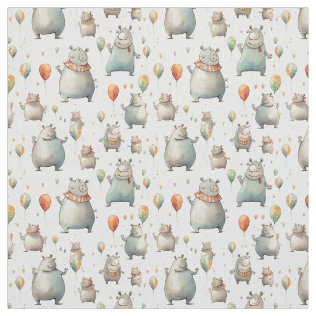 Charmingly Chunky: Whimsy Hippo Fabric (Swatch)