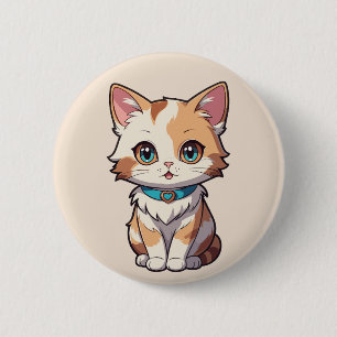 Charmingly Cute Cat Design Button