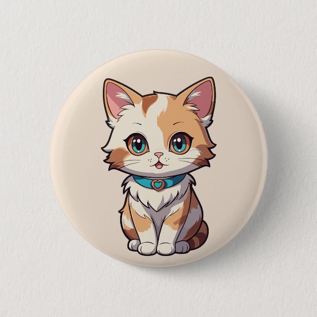 Charmingly Cute Cat Design Button (Front)