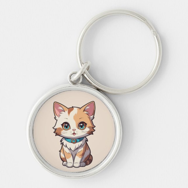 Charmingly Cute Cat Design Keychain (Front)