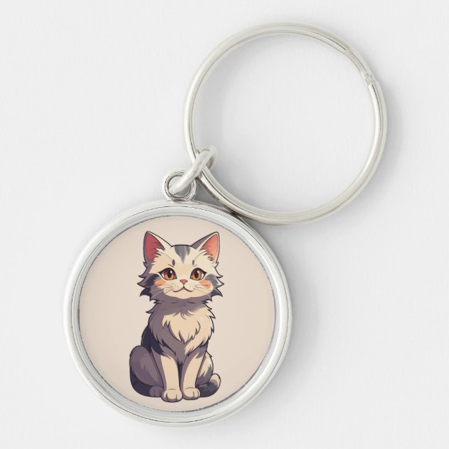 Charmingly Cute Kitty Design Keychain (Front)