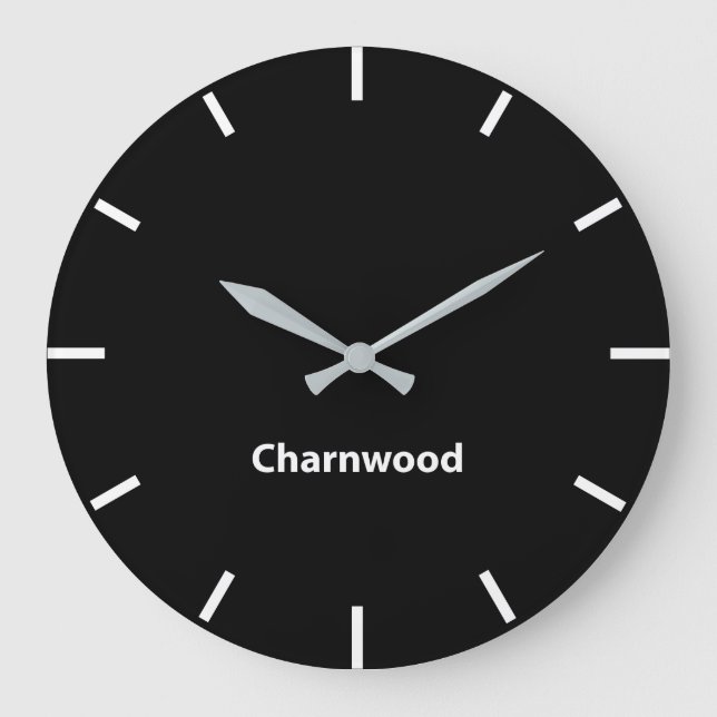 Charnwood Black Face Time Zone Newsroom Wall Large Clock (Front)