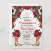Charra Quinceanera Invitation, Red Roses Mariachi (Front)