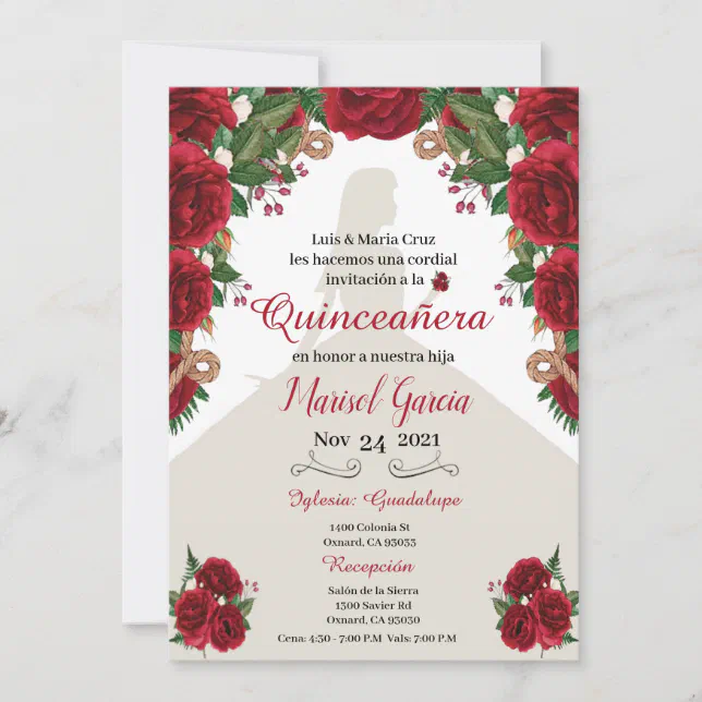 Charra Quinceanera Invitation, Red Roses Western | Zazzle