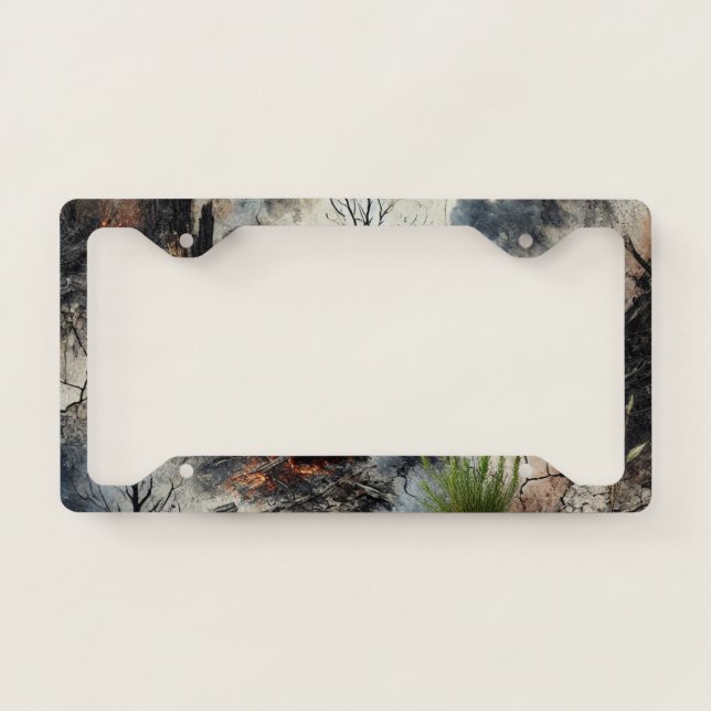 Charred Forest Artistic License Plate Frame (Front)