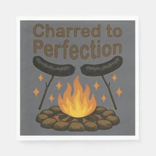 Charred to Perfection Funny Campfire Hot Dog Napkins