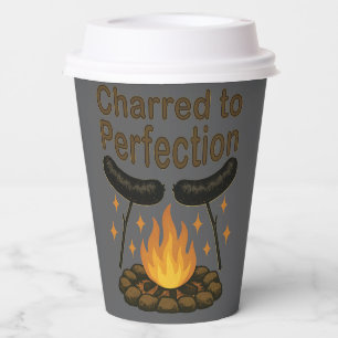 Charred to Perfection Funny Campfire Hot Dog Paper Cups