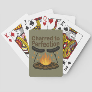 Charred to Perfection Funny Campfire Hot Dog Poker Cards