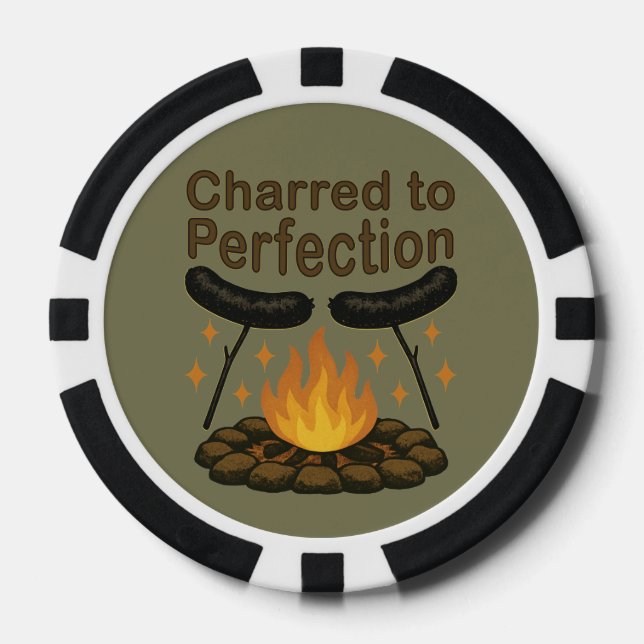Charred to Perfection Funny Campfire Hot Dog Poker Chips (Front)