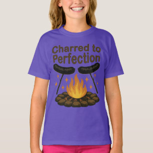Charred to Perfection Funny Campfire Hot Dog T-Shirt