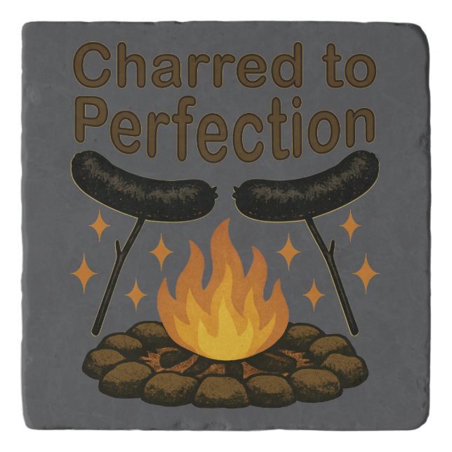 Charred to Perfection Funny Campfire Hot Dog Trivet (Front)