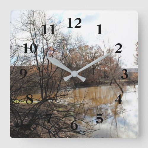Charred Trees and Pond Numbered Wall Clock