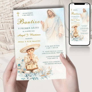 Charro Bautizo Y Primer Añito Niño Invitation