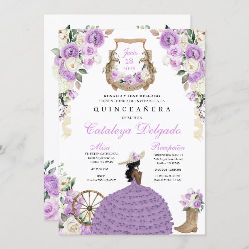 Charro Princess Lilac Western Quinceaera Invitation