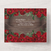 Charro Red Roses Rustic Country Quinceanera  All In One Invitation (Back)