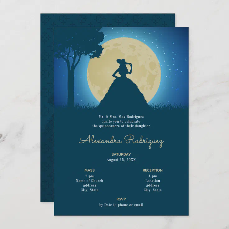 Charro Silhouette with Moon Quinceanera Invitation | Zazzle