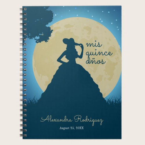 Charro Silhouette with Moon Quinceanera Notebook