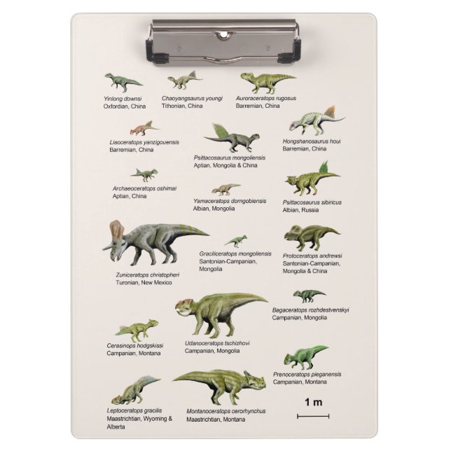 Chart list of prehistoric animals clipboard (Front)