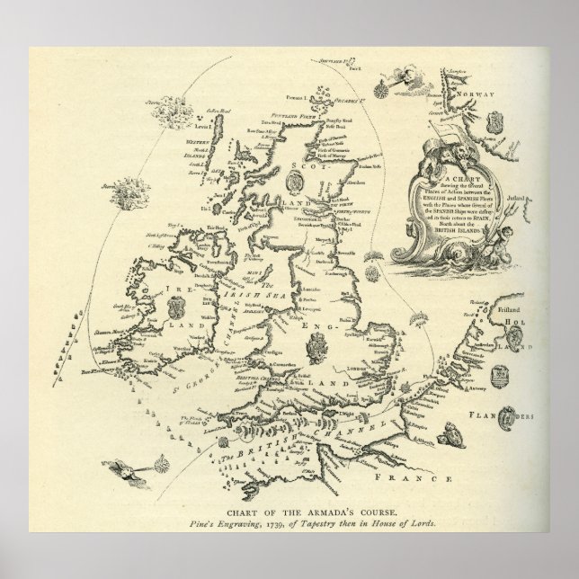 Chart of the course of the Spanish Armada (Front)