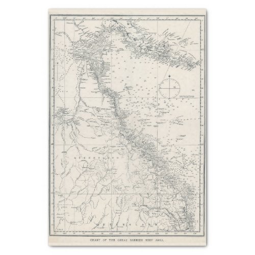 Chart of the Great Barrier Reef Area Map Tissue Paper