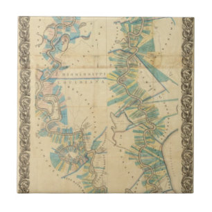 Chart of The Lower Mississippi River Ceramic Tile