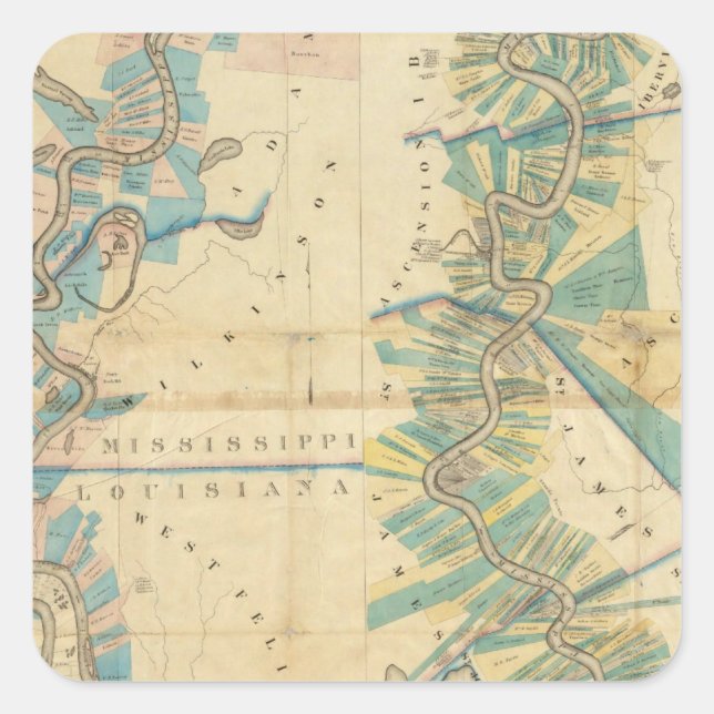 Chart of The Lower Mississippi River Square Sticker (Front)