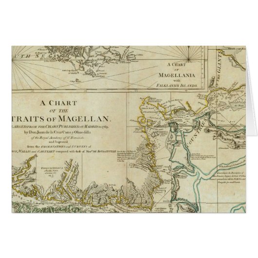 Chart Of The Straits Of Magellan Cards (Front Horizontal)