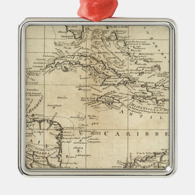 Chart of the West Indies 2 Metal Ornament (Front)