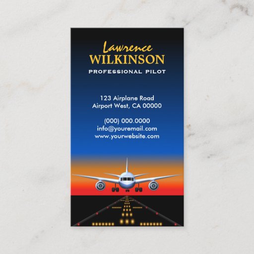 Customizable Charter Flights Professional Pilot Business Cards