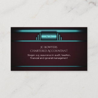 Chartered Accountant - Art Deco Blue on Maroon Business Card
