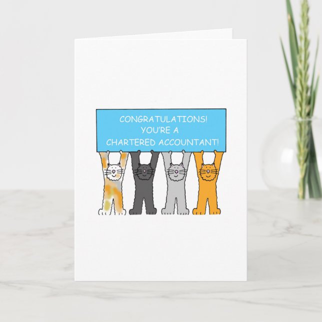 Chartered Accountant Congratulations Cartoon Cats Card (Front)