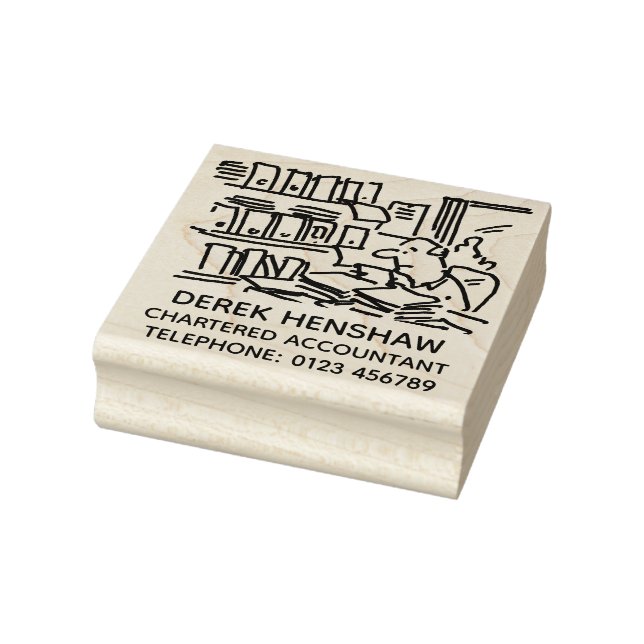 Chartered Accountant Swamped with Paperwork Rubber Stamp (Stamp)