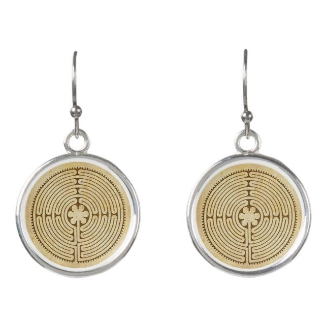 Chartres Labyrinth antique style 1 + your ideas Earrings (Front)