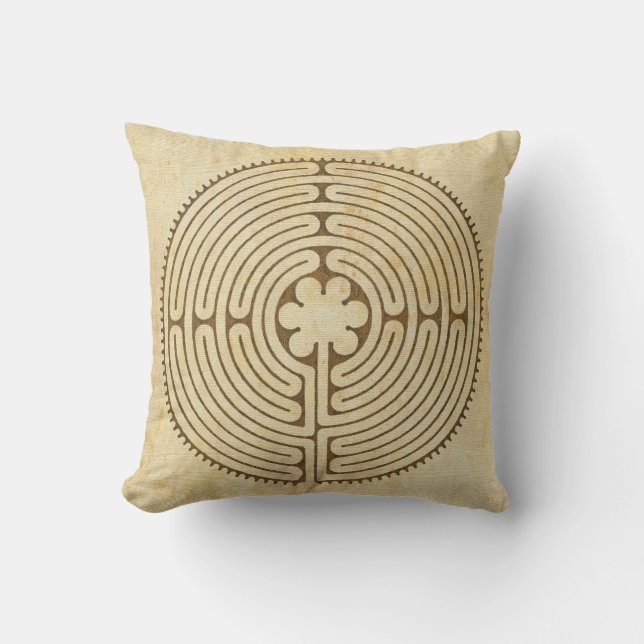 Chartres Labyrinth antique style 1 + your ideas Throw Pillow (Front)