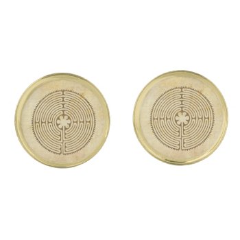 Chartres Labyrinth Antique Style   Your Ideas Gold Cufflinks by SpiritEnergyToGo at Zazzle