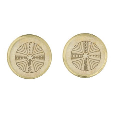 Chartres Labyrinth Antique Style   Your Ideas Gold Cufflinks