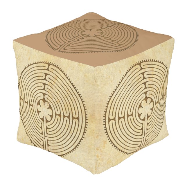 Chartres Labyrinth antique style + your ideas Outdoor Pouf (Angled Front)