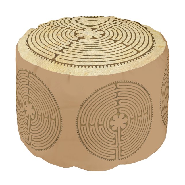 Chartres Labyrinth antique style + your ideas Pouf (Angled Front)