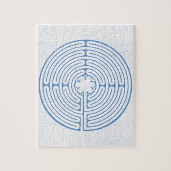 Chartres Labyrinth Blue Jigsaw Puzzle by SnipClipGig at Zazzle