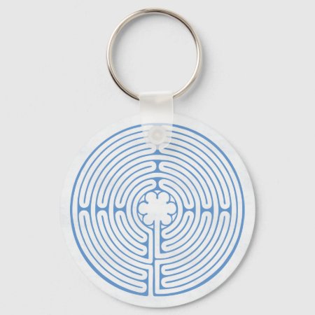 Chartres Labyrinth Blue Keychain