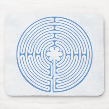 Chartres Labyrinth Blue Mouse Pad by SnipClipGig at Zazzle