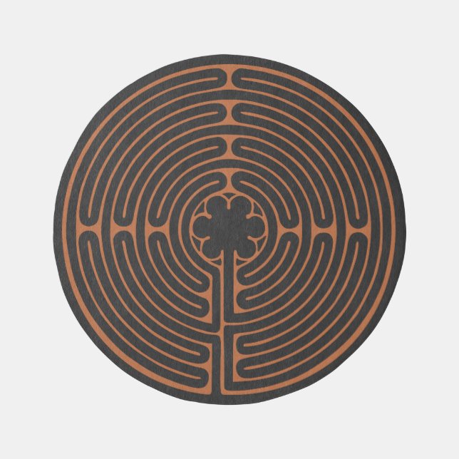 Chartres Labyrinth Brown and Black Outdoor Rug (Front)