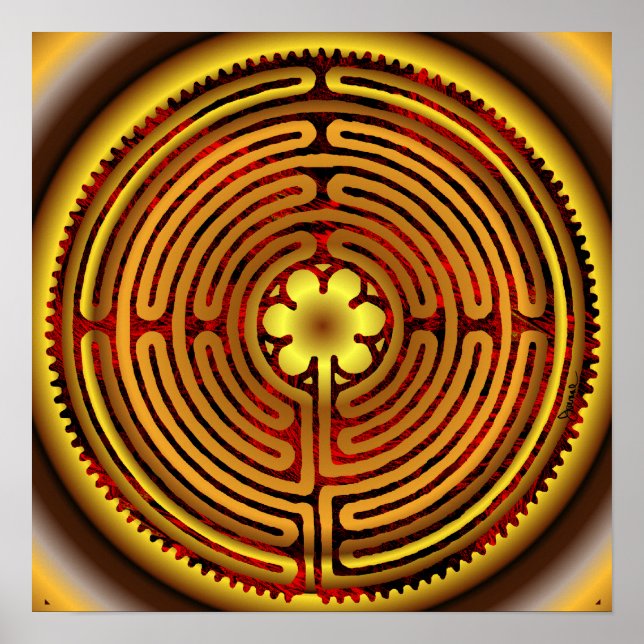 Chartres Labyrinth Fire Sun Print (Front)