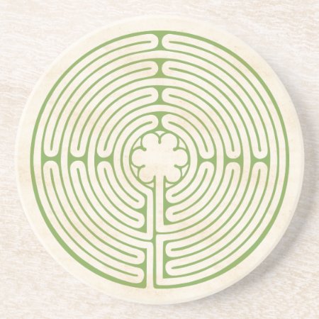 Chartres Labyrinth Green Drink Coaster